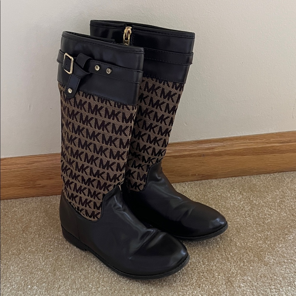 Michael Kors Black and Brown Monogram Boots